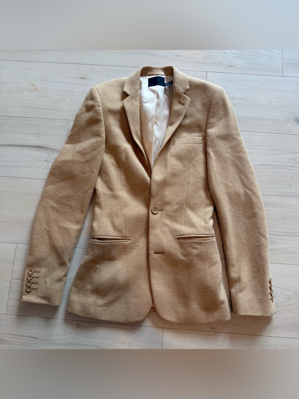 ASOS Tan Single-Breasted Textured Blazer